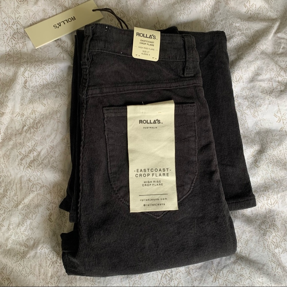 NWT Rollas Crop Flare in Black Cord